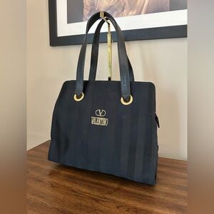 Valentino Garavani Black Shoulder Bag with Gold Accents